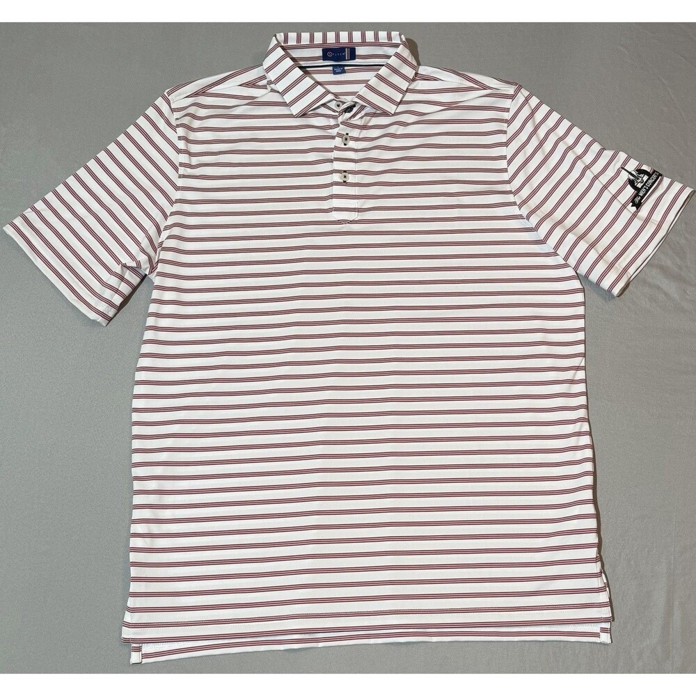 Stitch Golf Polo Shirt Men's Large White Red Stripe Performance Short Sleeve